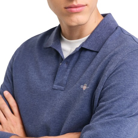 Мужские Спортивные Рубашки С Короткими Рукавами Gant dark jeansblue melange &mdash; фотографии 3