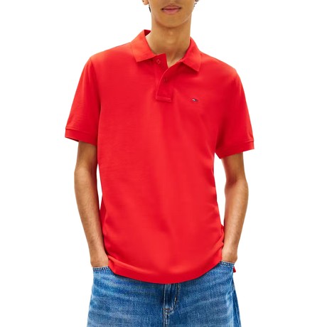 TOMMY JEANS DM0DM22711 - Rapid Red - МУЖСКИЕ СПОРТИВНЫЕ РУБАШКИ С КОРОТКИМИ РУКАВАМИ