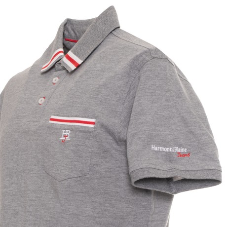 HARMONT & BLAINE JEANS L0DJ220 - GRIGIO BIANCO ROSSO - МУЖСКИЕ СПОРТИВНЫЕ РУБАШКИ С КОРОТКИМИ РУКАВАМИ - Image 3
