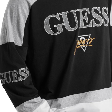 Tricou Guess Jeans jet black color bloc &mdash; poze 3