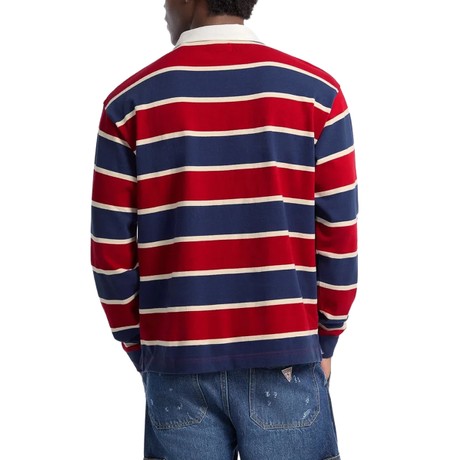 Tricouri Polo Guess Jeans red&navy multistripe &mdash; poze 2