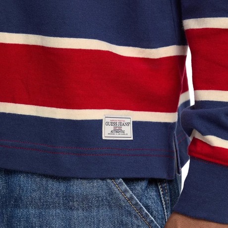Tricouri Polo Guess Jeans red&navy multistripe &mdash; poze 3