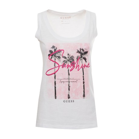 GUESS Q2YI22 - TRUE WHITE WITH PINK - TOPS AND TANK TOPS