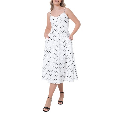 GUESS W5PK95 - MIDI WHITE BASE DOTS - ŠATY
