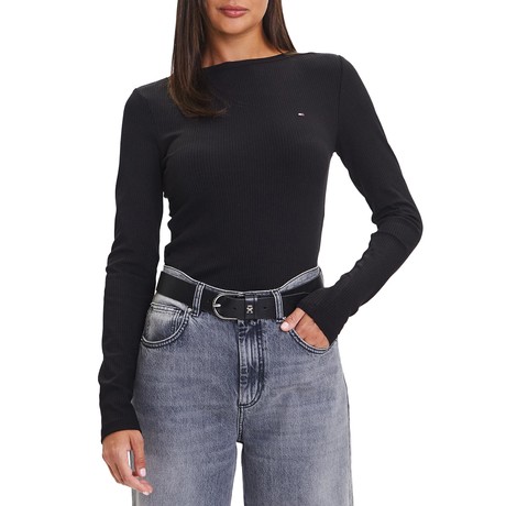 TOMMY HILFIGER WW0WW47309 - BLACK - CAMISETA