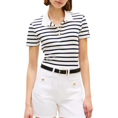 TOMMY HILFIGER WW0WW49252 - Breton Stp Ecru/Dark Night Navy - POLO