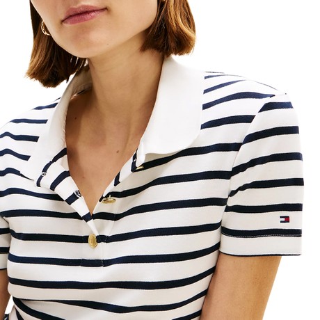 TOMMY HILFIGER WW0WW49252 - Breton Stp Ecru/Dark Night Navy - POLO - Image 3
